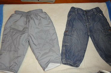 spodnie szare ocieplane, spodnie jeansowe bojówki Adams 62-68 cm #adams #chłopiec #disney #next #niemowlę #ubranka #używane #zestaw