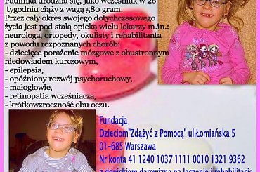 http://pomagamy.dbv.pl/ #Apel #ChoreDzieci #Przybiernów #darowizna #epilepsja #Fiedziuszko #fundacja #KrótkowzrocznośćObuoczna #małogłowie #MirochaPaulina #MózgowePorażenieDziecięce #OpiekaRehabilitacyjna #OpóźnionyRozwójPsychoruchowy