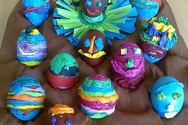 Wykonane przez moich uczniów :) #pisanki #jajka #Wielkanoc #oklejanki