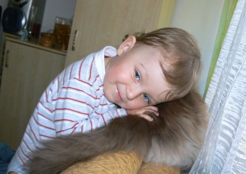 Wiktor, mój siostrzeniec, pierwsze przyjaźnie z Pąsikiem #Dziecko #Wiktor #Kot