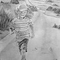 biegnący chłopiec, ołówki #rysunek #chłopiec