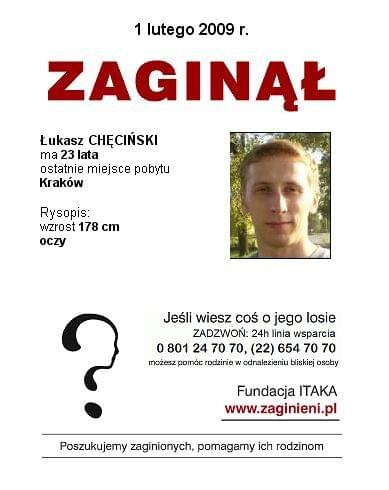 #Kraków #ŁukaszChęciński #małopolskie #PlakatZItaka #Missing #zaginął #AkcjaPlakat #apel #pomóż #MissingPerson
